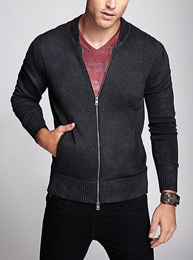 Guess Dawson Long-sleeve Coated Zip-up Sweater