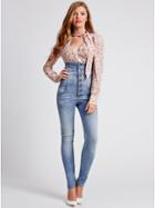 Guess Corset Skinny Jeans In Mellow Blue Wash