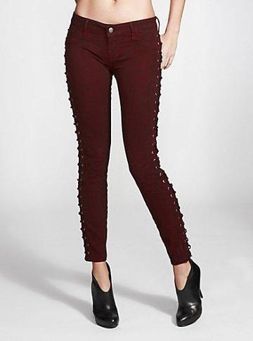 Guess Kate Low-rise Skinny Jeans With Side Lace-up