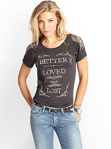 Guess Vintage-style Embellished Rocker Tee