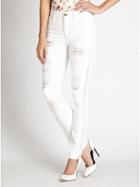 Guess 1981 High-rise Fringe Skinny Jeans In True White Wash