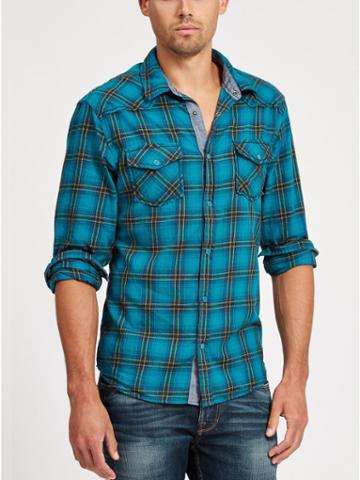 Guess Ryman Long-sleeve Plaid Slim-fit Shirt