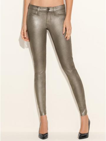 GUESS Power Skinny Jeans in Gold Metallic