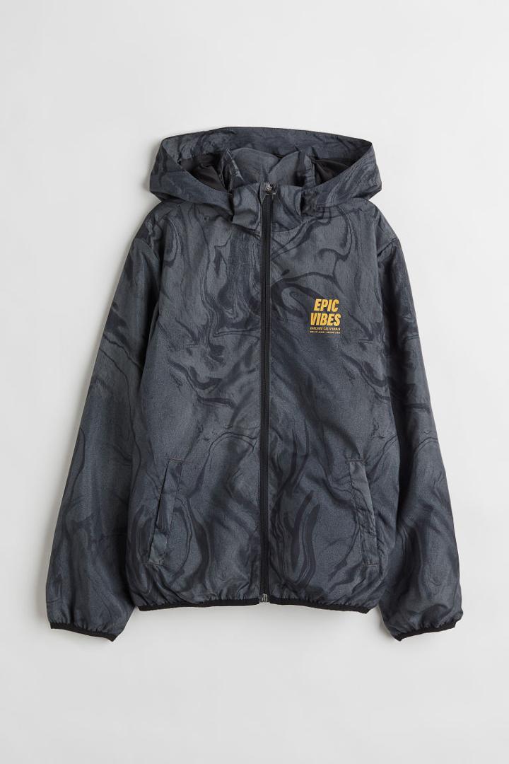H & M - Hooded Windbreaker - Black