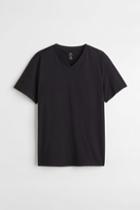 H & M - Regular Fit V-neck T-shirt - Black