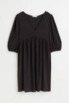 H & M - Mama Balloon-sleeved Dress - Black