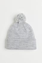 H & M - Rib-knit Pompom Hat - Gray
