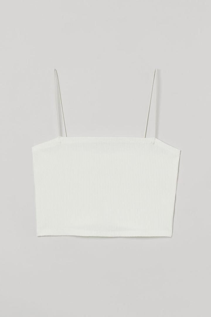 H & M - Ribbed Crop Top - White
