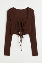 H & M - Cut-out Crop Top - Brown