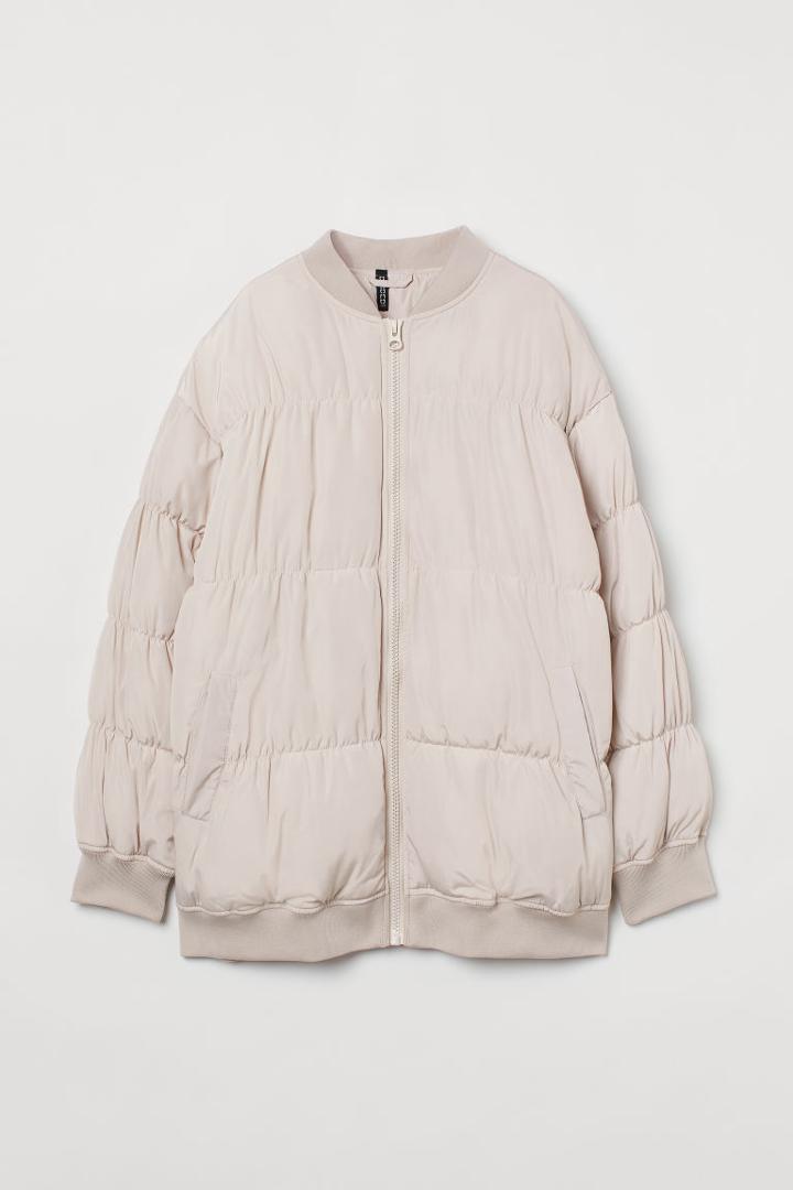 H & M - Oversized Bomber Jacket - Beige