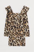 H & M - Flounce-trimmed Dress - Beige
