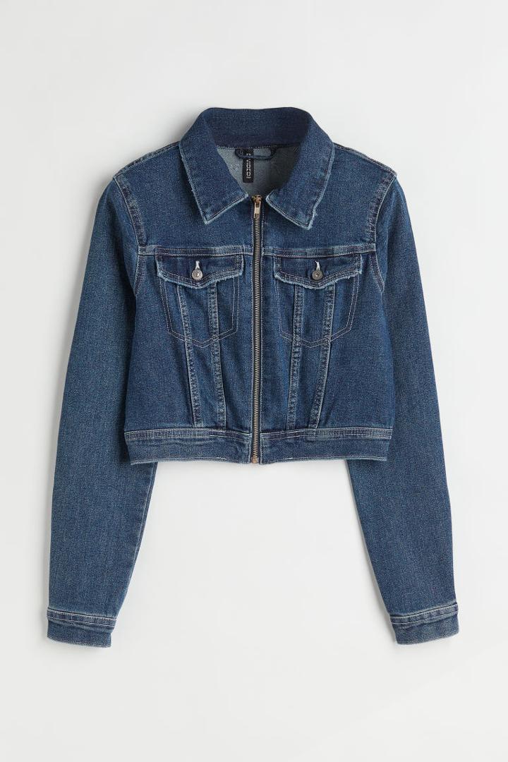 H & M - Denim Crop Jacket - Blue