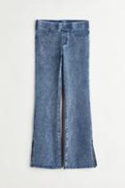 H & M - Rhinestone-detail Flared Jeggings - Blue
