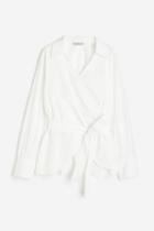 H & M - Wrap Blouse With Tie Belt - White