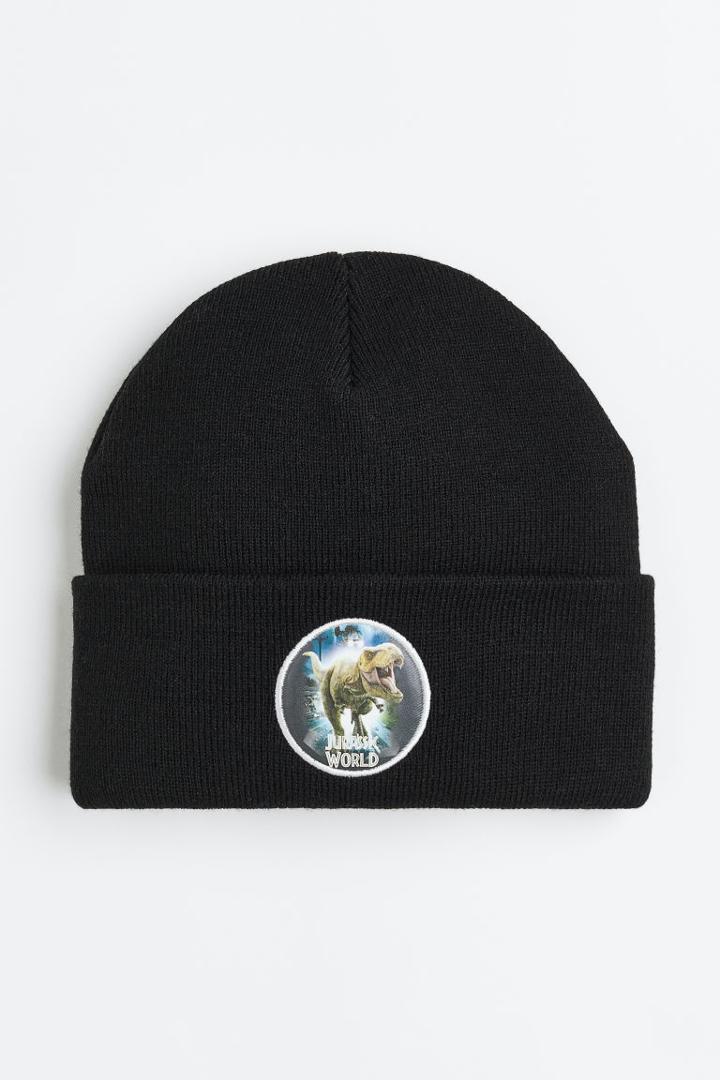 H & M - Knitted Motif-detail Hat - Black
