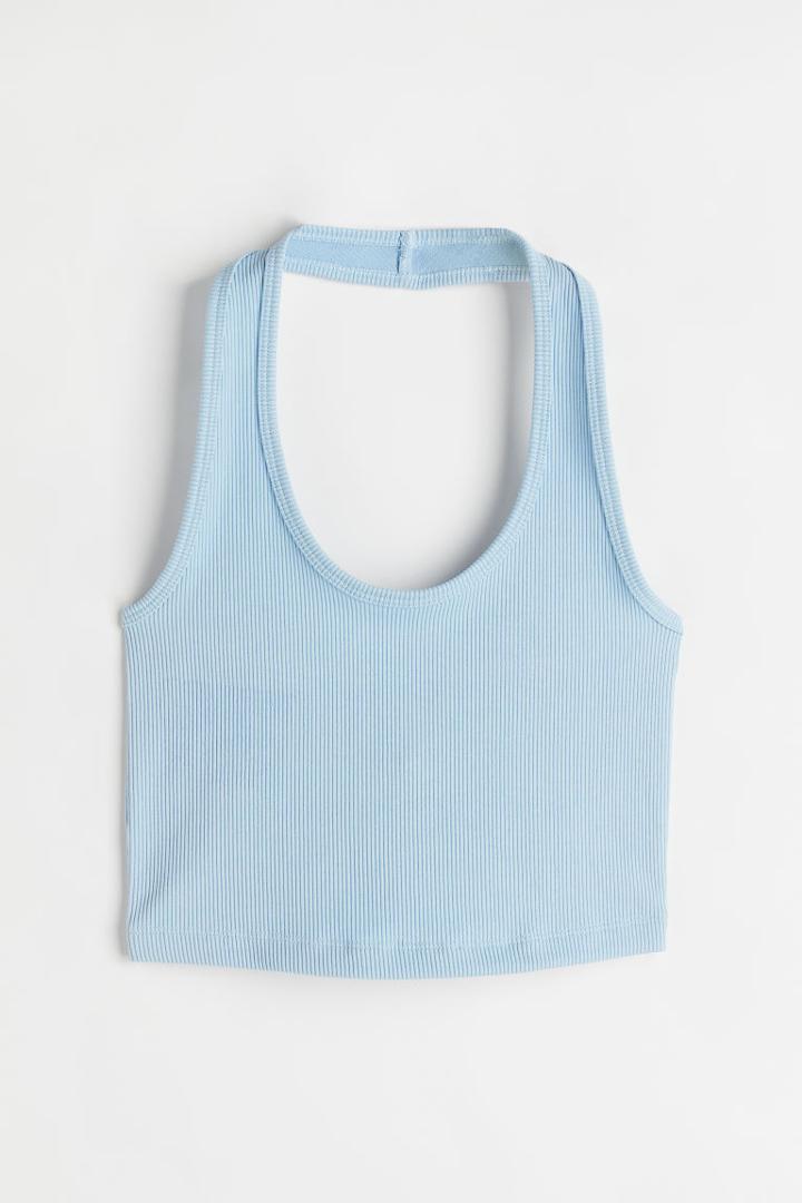 H & M - Halter Crop Top - Blue