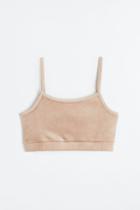 H & M - Velour Crop Top - Brown