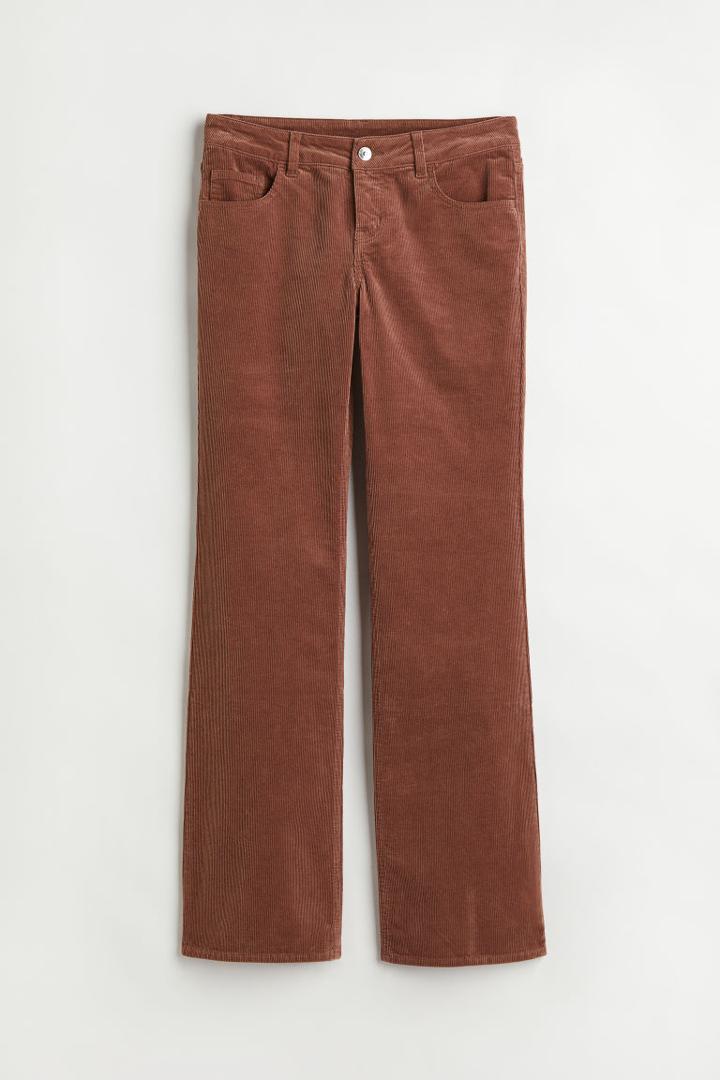 H & M - Flared Corduroy Pants - Beige