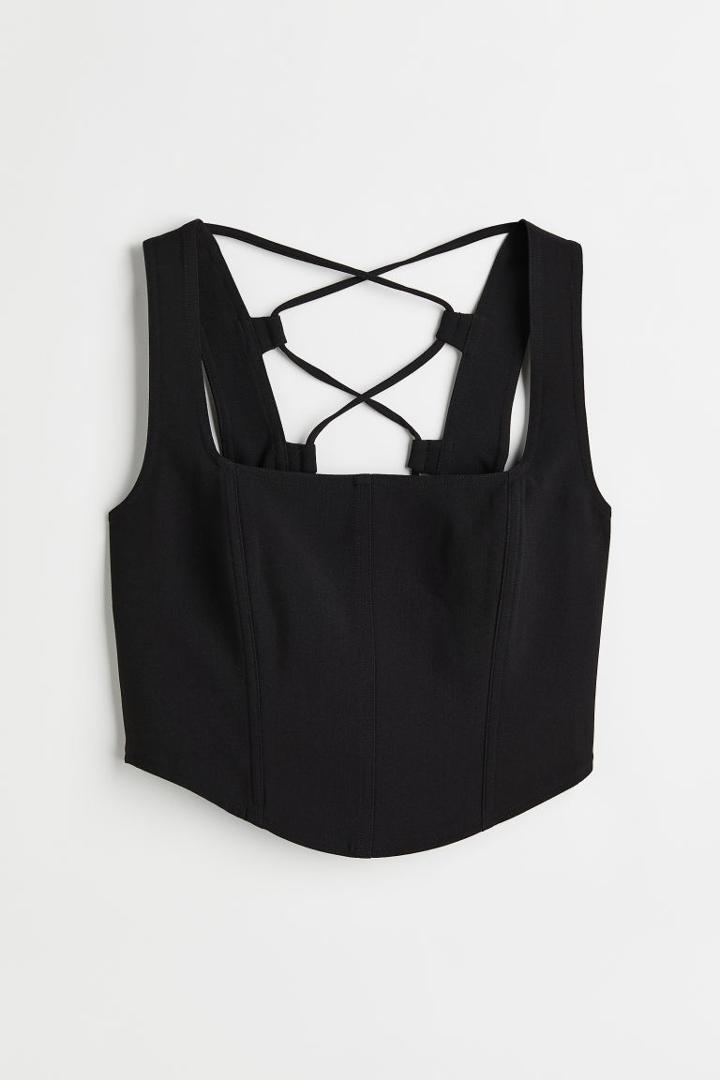 H & M - Lacing-detail Corset Top - Black