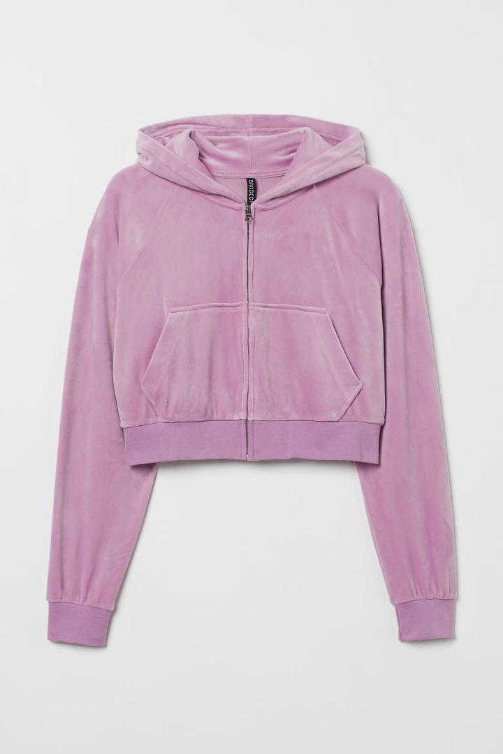 H & M - H & M+ Hooded Crop Jacket - Purple