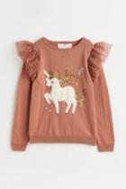 H & M - Sequin-motif Cotton Sweater - Orange
