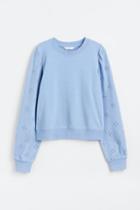 H & M - Sweatshirt With Eyelet Embroidery - Blue