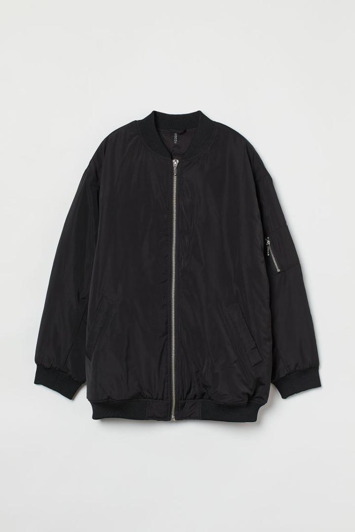 H & M - Oversized Bomber Jacket - Black