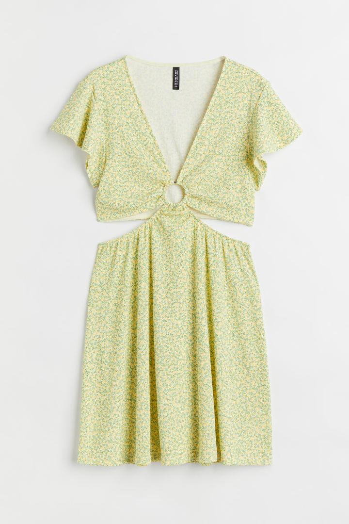 H & M - Cut-out Jersey Dress - Yellow