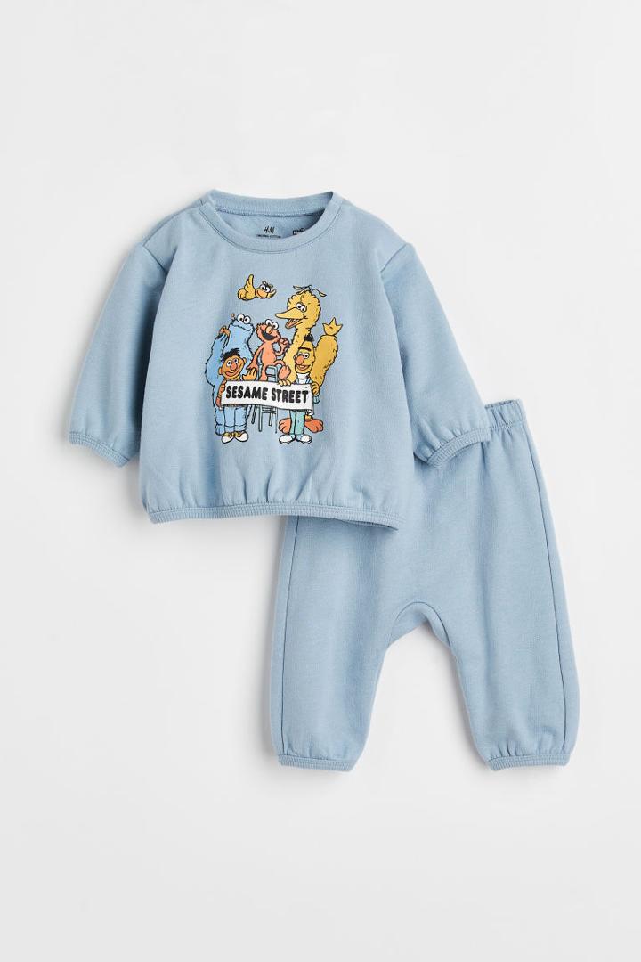 H & M - 2-piece Printed Cotton Set - Blue