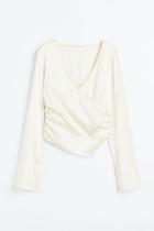 H & M - Satin Wrap Blouse - Beige