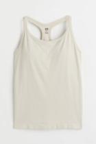 H & M - Seamless Top With Sports Bra - Beige