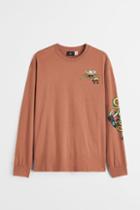 H & M - Relaxed Fit Printed Jersey Shirt - Orange