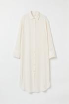 H & M - Jacquard-weave Shirt Dress - White
