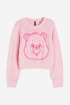 H & M - Motif-front Sweater - Pink