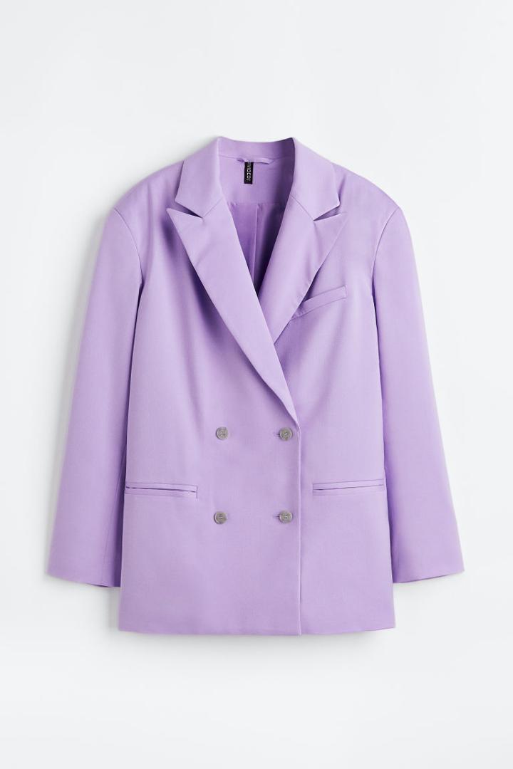 H & M - Double-breasted Jacket - Purple
