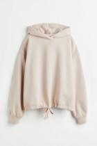 H & M - Boxy Drawstring Hoodie - Brown