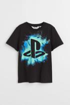 H & M - Printed T-shirt - Black