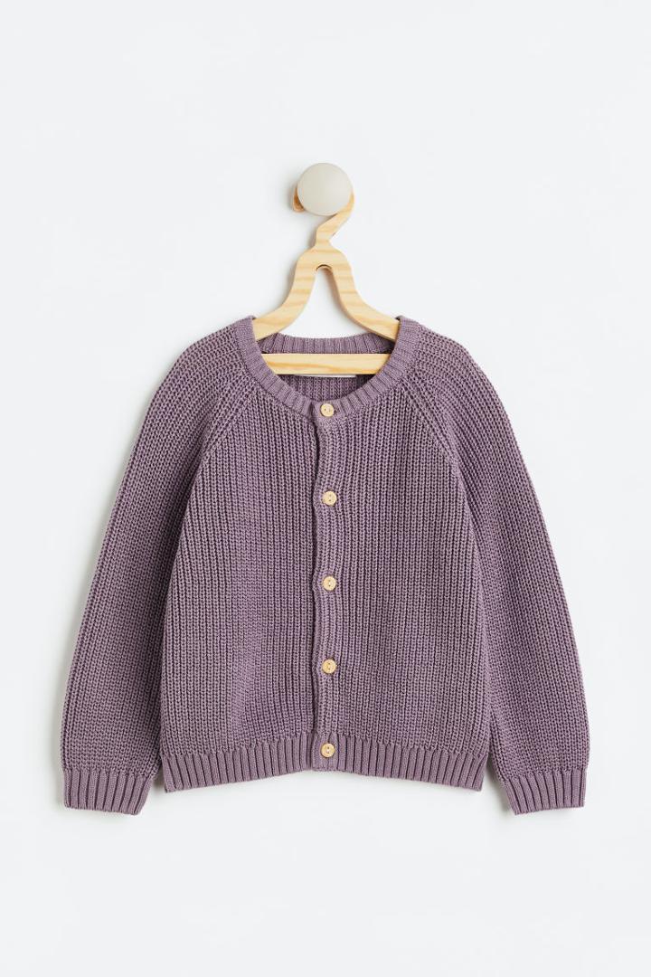 H & M - Knit Cotton Cardigan - Purple
