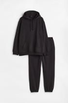 H & M - 2-piece Relaxed Fit Sweatshirt Set - Black