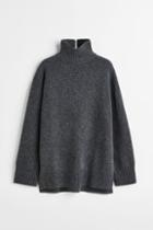 H & M - Oversized Turtleneck Sweater - Gray