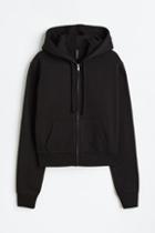 H & M - Short Zip-through Hoodie - Black