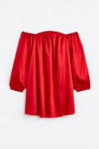 H & M - Off-the-shoulder Satin Dress - Red