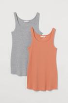 H & M - Mama 2-pack Ribbed Tank Tops - Orange