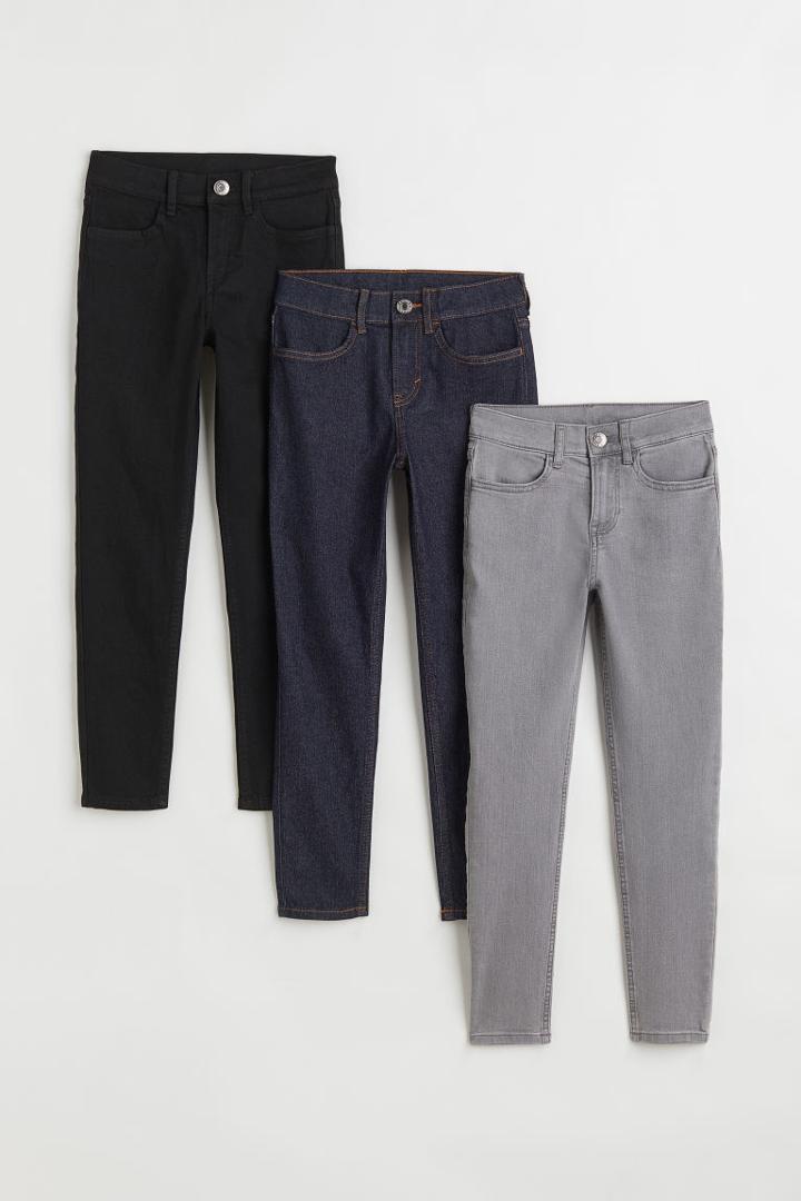 H & M - 3-pack Slim Fit Stretch Jeans - Black