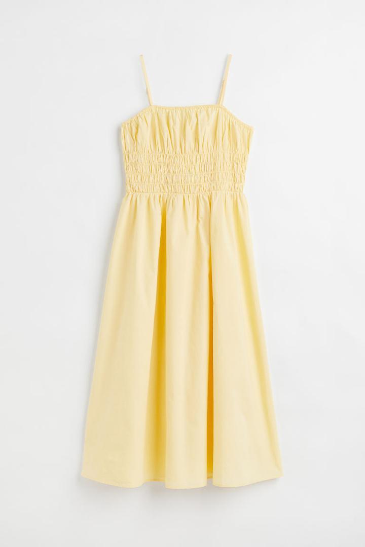 H & M - Smocked-waist Dress - Yellow
