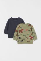 H & M - 2-pack Cotton Sweatshirts - Green