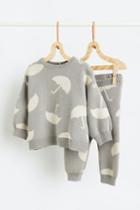 H & M - 2-piece Jacquard-knit Cotton Set - Gray
