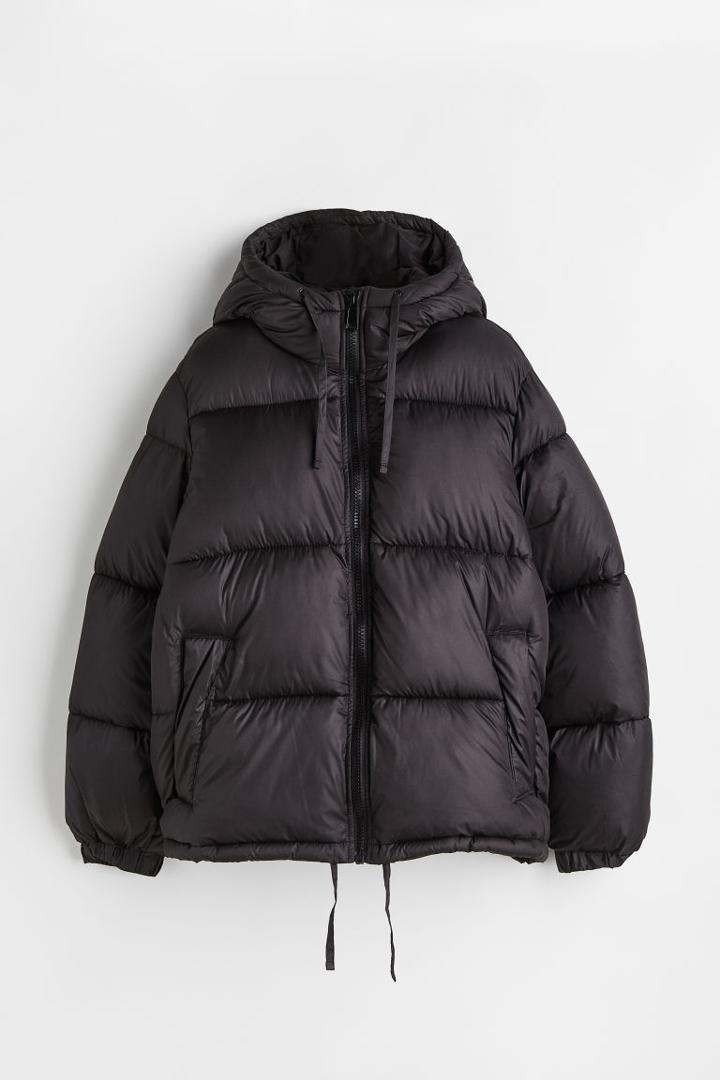 H & M - Hooded Puffer Jacket - Black