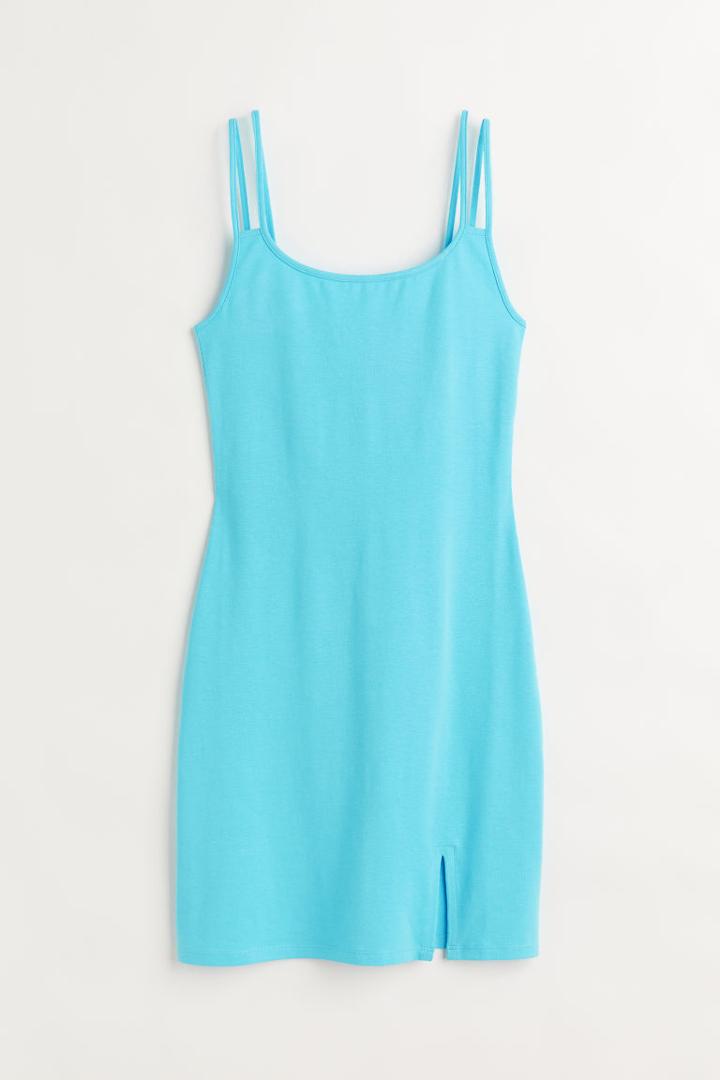 H & M - Fitted Jersey Dress - Turquoise