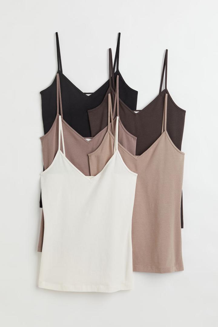 H & M - 5-pack Camisole Tops - White